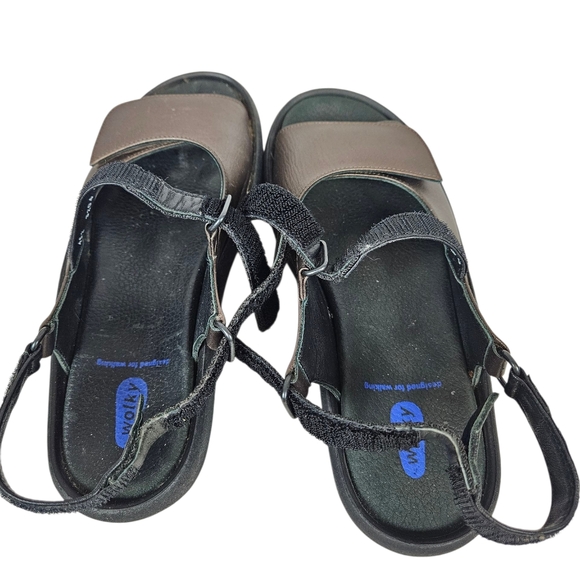 Wolky Sandal Size US 9 EUR 41 Metallic Bronze Leather Comfortable Platform Shoe - Picture 11 of 15